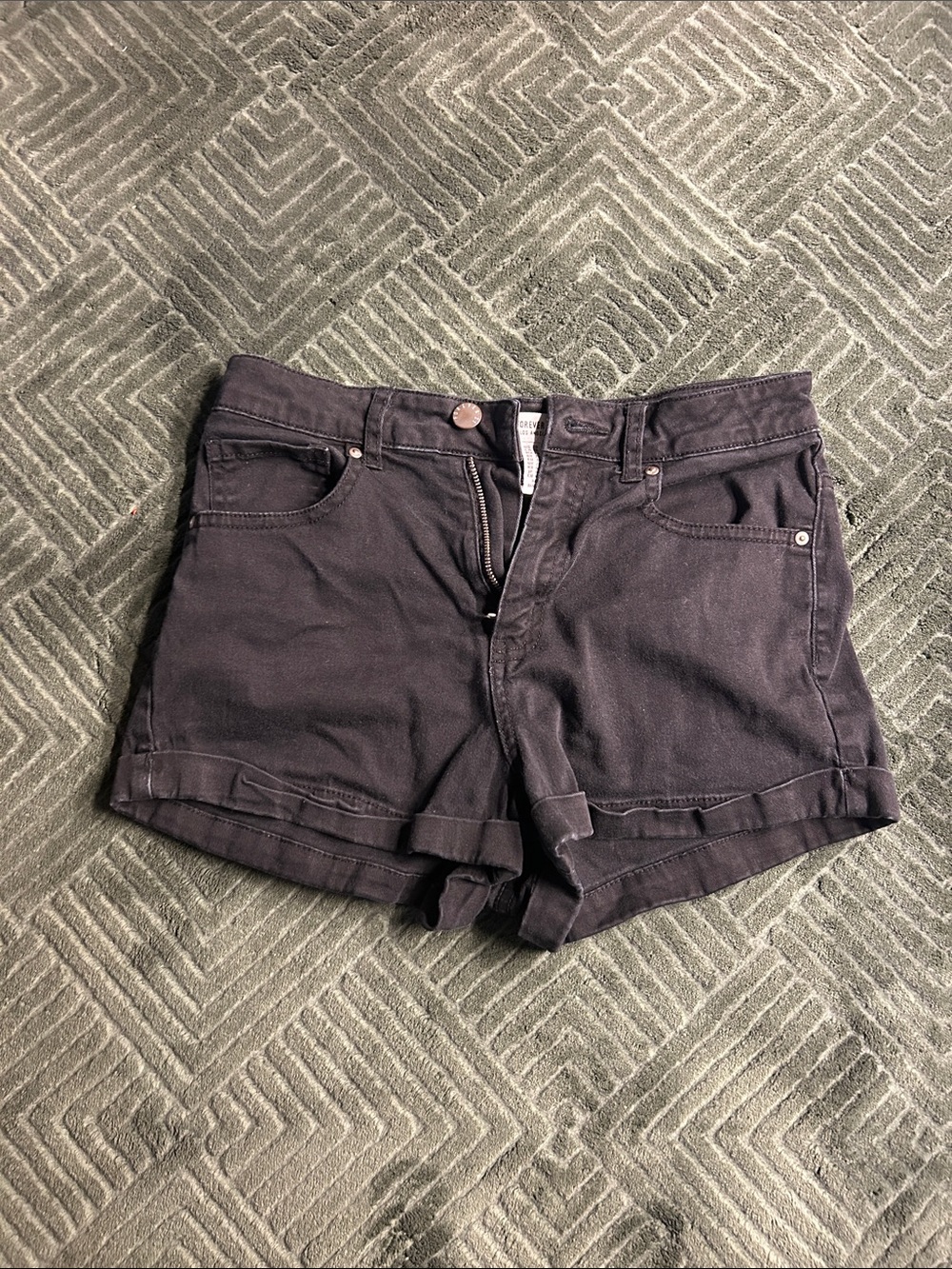 Forever 21 Black Cuffed Denim Shorts